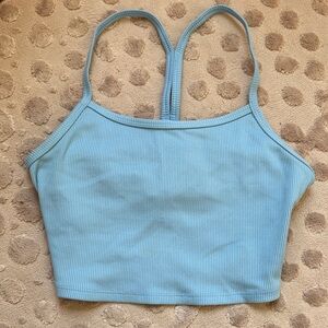 ALO Yoga Light Blue Ribbed Tank Top